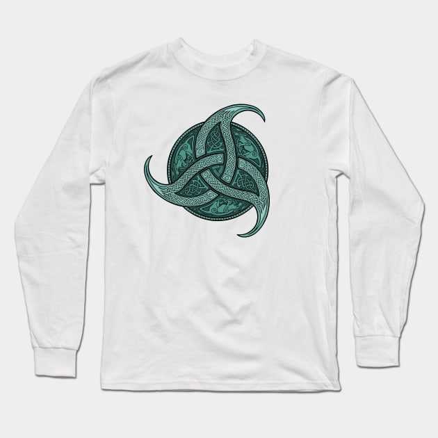 Trinity Knot - Teal Long Sleeve T-Shirt by Daniel Ranger